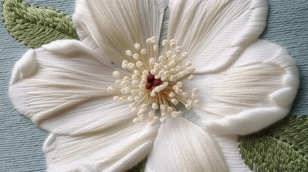 Haftowany kwiat — szczegół